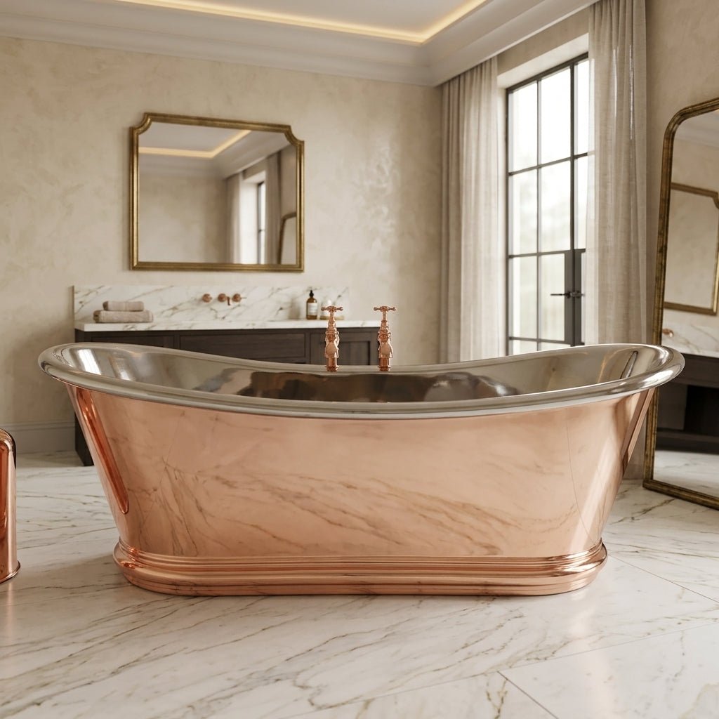 Hurlingham Copper Bulle Reserve with Nickel Interior Freestanding Bath in Copper