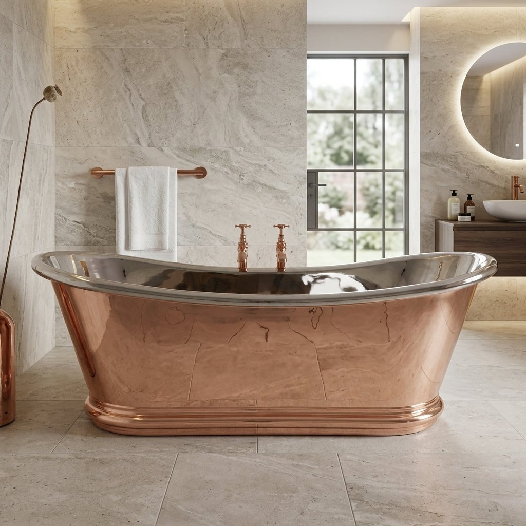 Hurlingham Copper Bulle Reserve with Nickel Interior Freestanding Bath in Copper