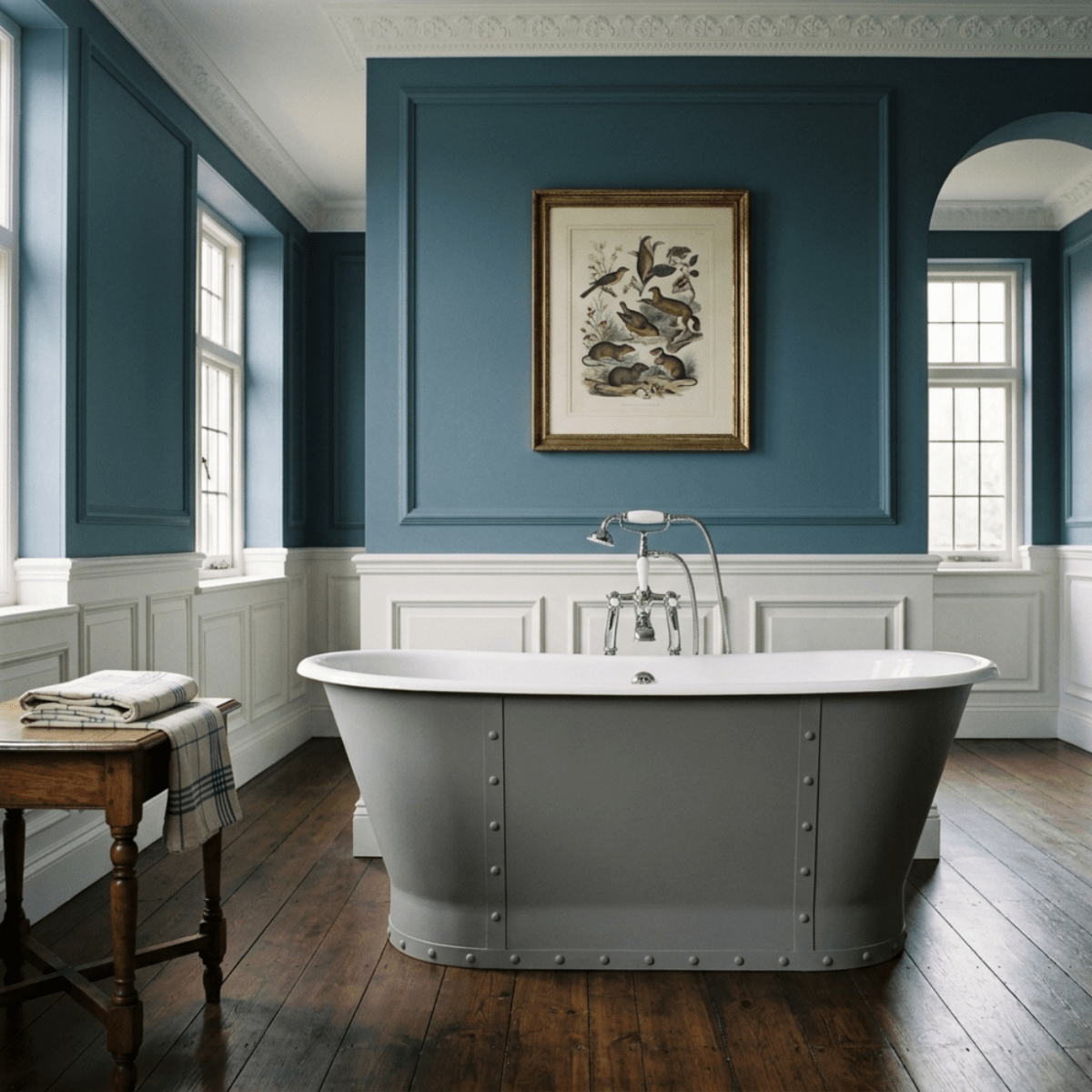 Hurlingham Drayton Cast Iron Bath in Farrow & Ball Lamp Room Gray