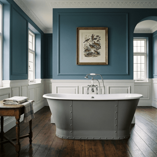 Hurlingham Drayton Cast Iron Bath in Farrow & Ball Lamp Room Gray