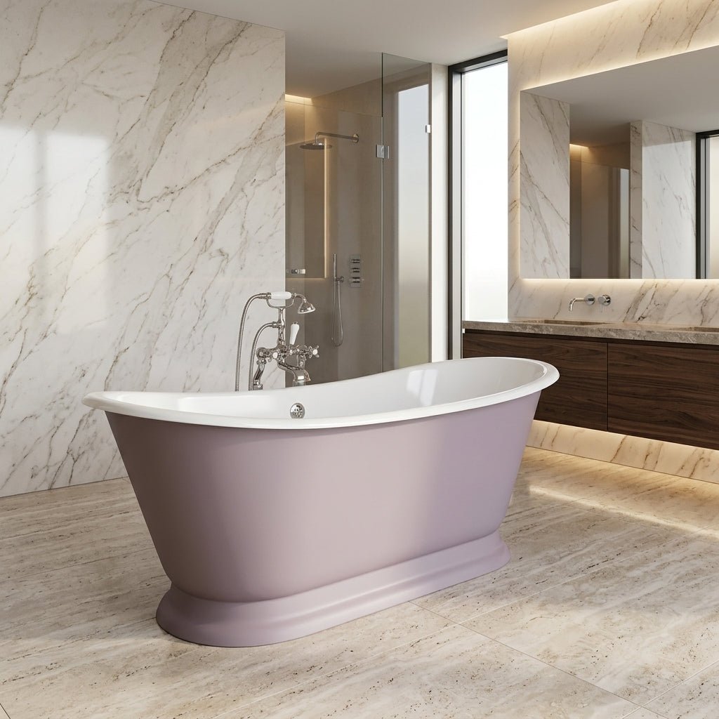 Hurlingham Galleon Cast Iron Bath in Farrow and Ball Brassica in Farrow and Ball Brassica
