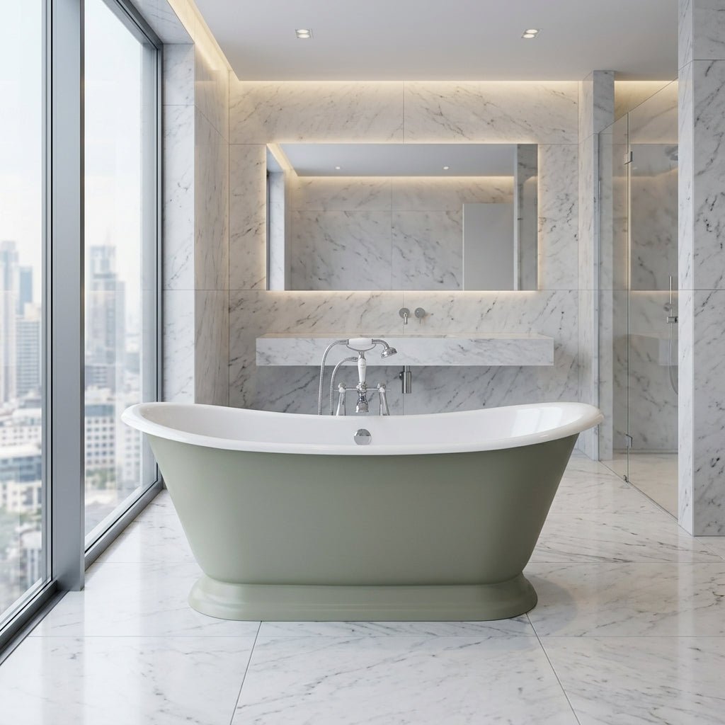Hurlingham Galleon Cast Iron Bath in Farrow and Ball French Grey in Farrow and Ball French Grey