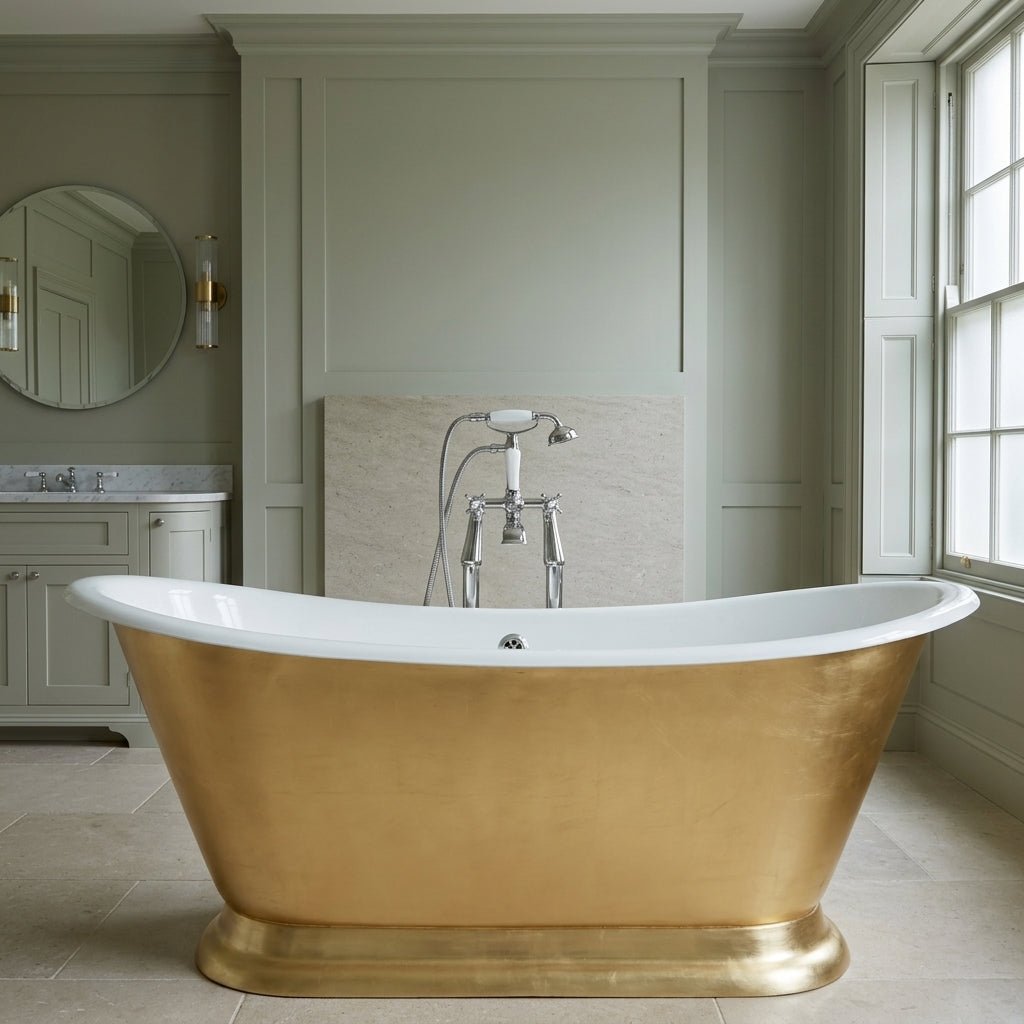 Hurlingham Galleon Cast Iron Bath in Faux Gold in Faux Gold