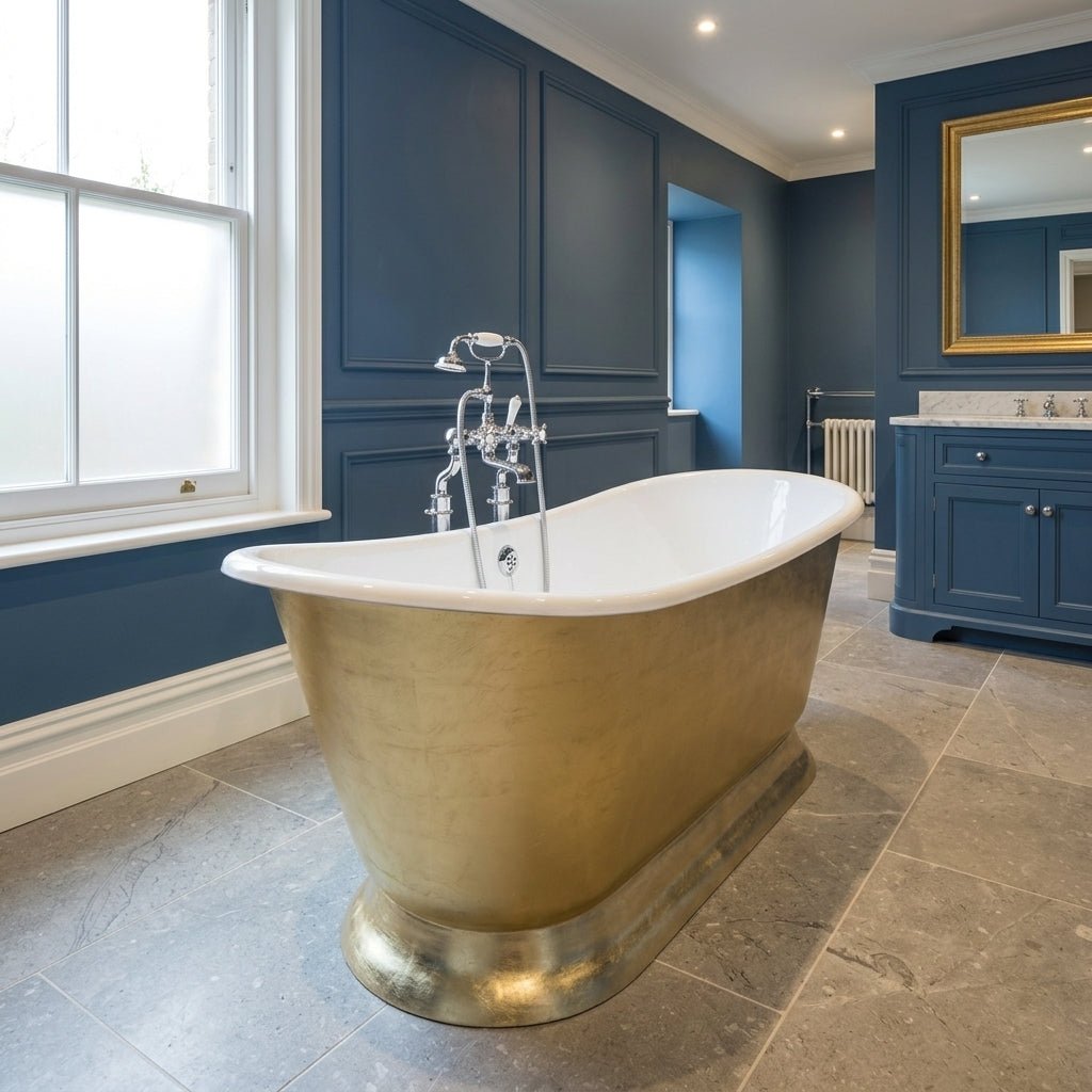 Hurlingham Galleon Cast Iron Bath in Faux Gold in Faux Gold