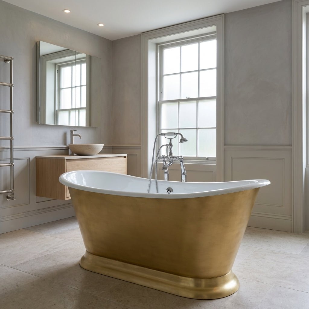 Hurlingham Galleon Cast Iron Bath in Faux Gold in Faux Gold