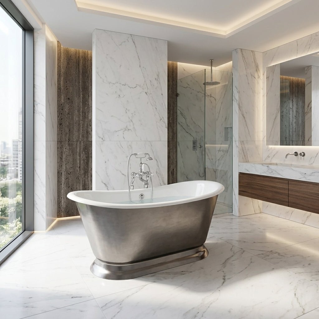 Hurlingham Galleon Cast Iron Bath in Pewter Lustre in Pewter Lustre