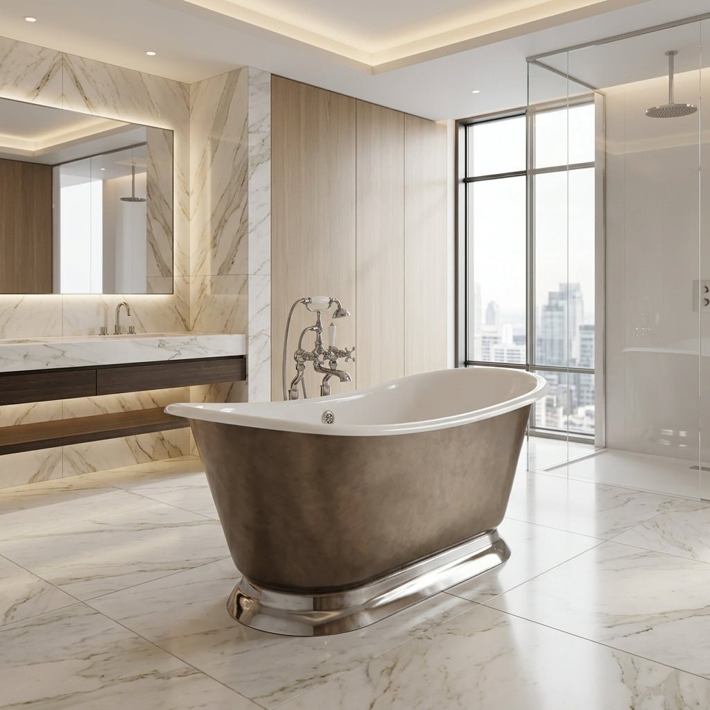 Hurlingham Galleon Cast Iron Bath in Pewter Lustre in Pewter Lustre