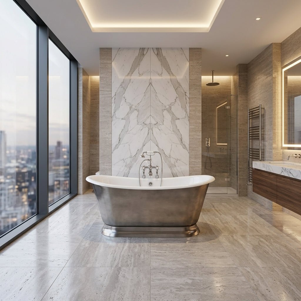 Hurlingham Galleon Cast Iron Bath in Pewter Lustre in Pewter Lustre