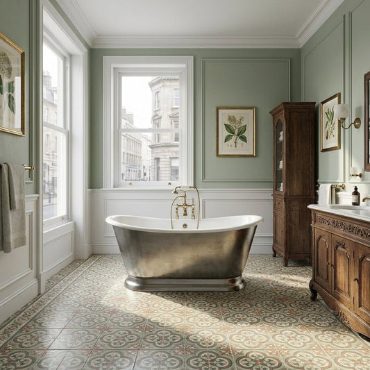 Hurlingham Galleon Cast Iron Bath in Pewter Lustre in Pewter Lustre