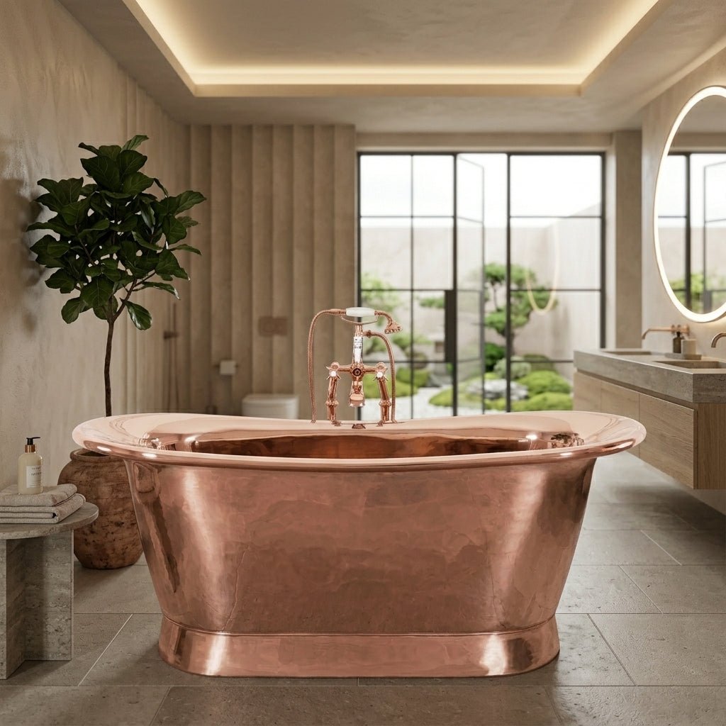 Hurlingham Normandy with Copper Interior Freestanding Bath in Copper