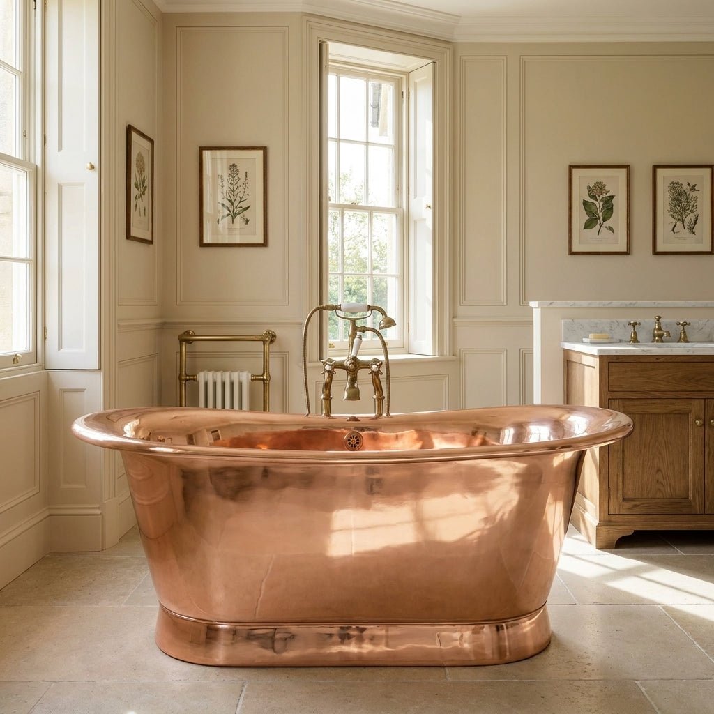 Hurlingham Normandy with Copper Interior Freestanding Bath in Copper