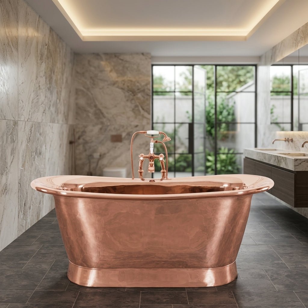 Hurlingham Normandy with Copper Interior Freestanding Bath in Copper