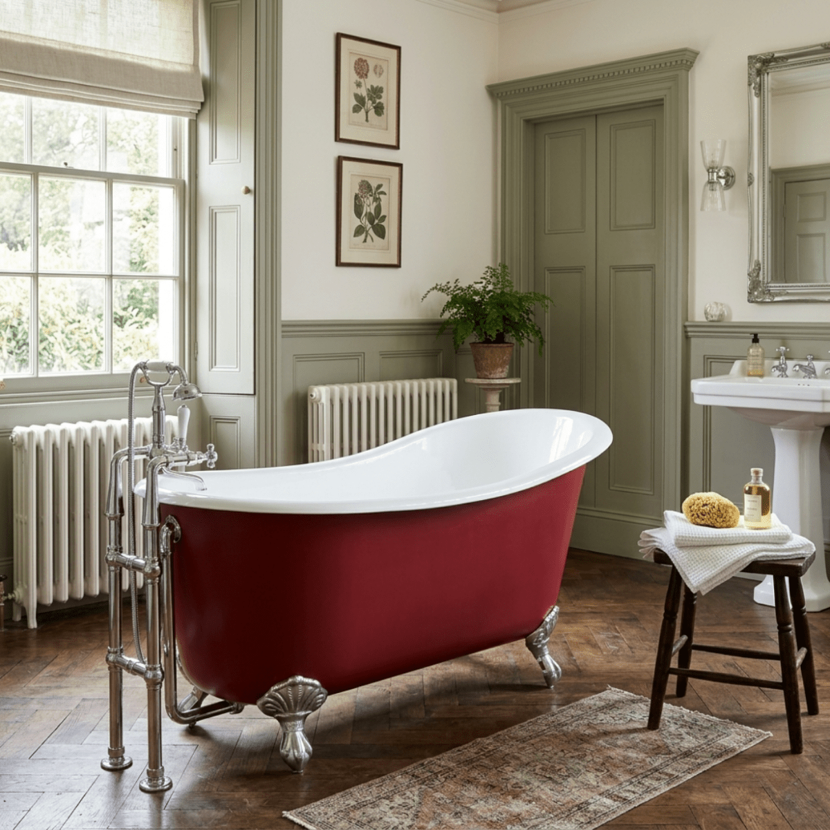 Hurlingham Shelley Cast Iron Bath in Farrow & Ball Blue Gray