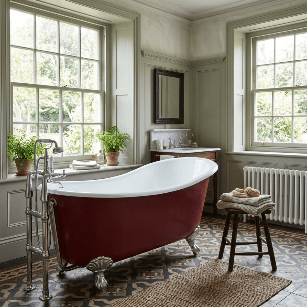 Hurlingham Shelley Cast Iron Bath in Farrow & Ball Blue Gray