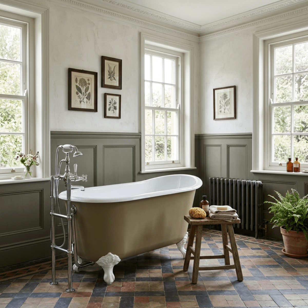 Hurlingham Shelley Cast Iron Bath in Farrow & Ball Blue Gray