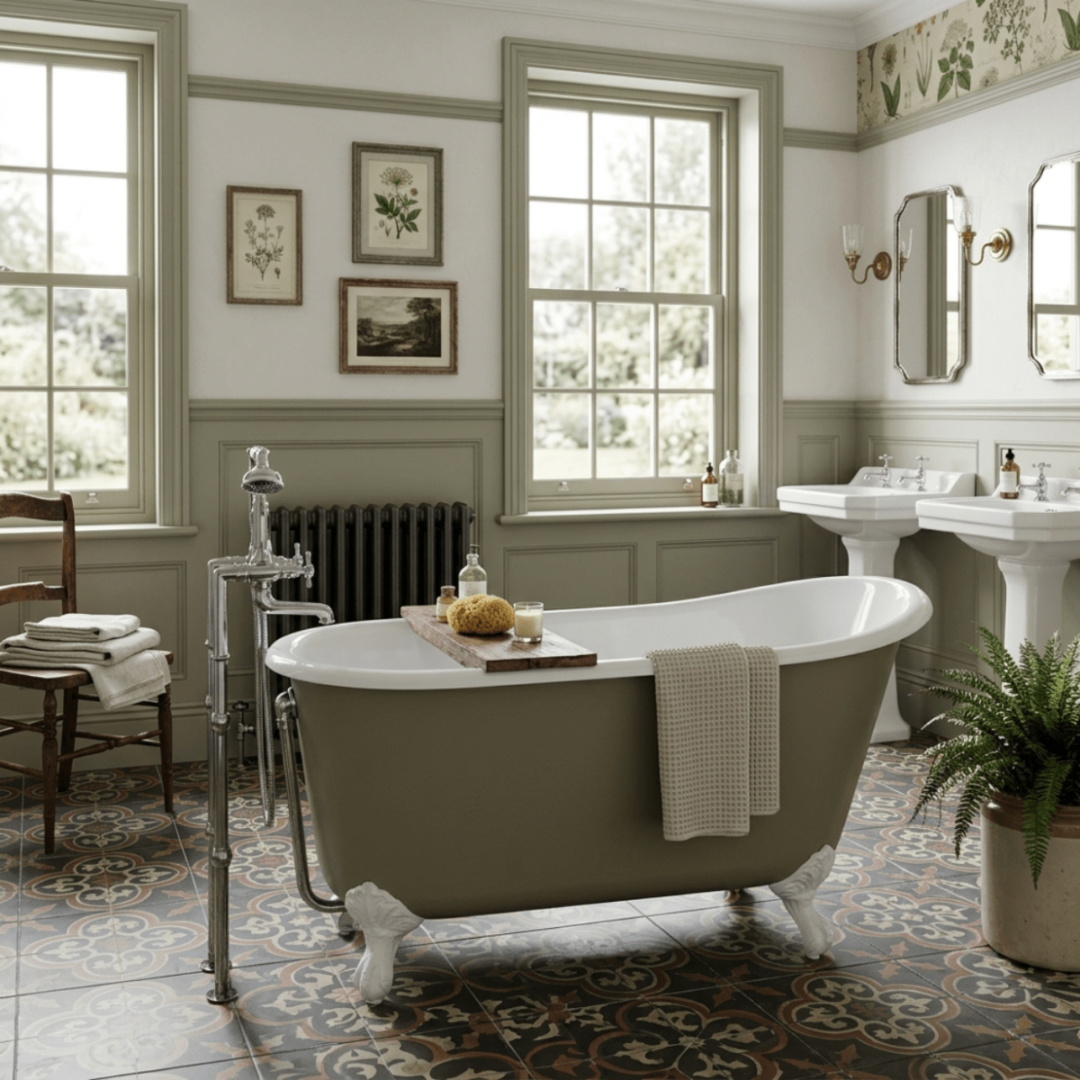 Hurlingham Shelley Cast Iron Bath in Farrow & Ball Blue Gray