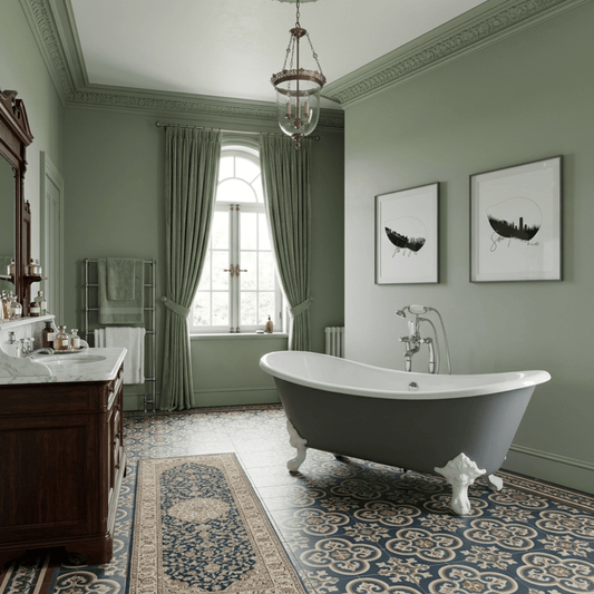 Hurlingham Tebb Cast Iron Bath in Farrow & Ball Plummett