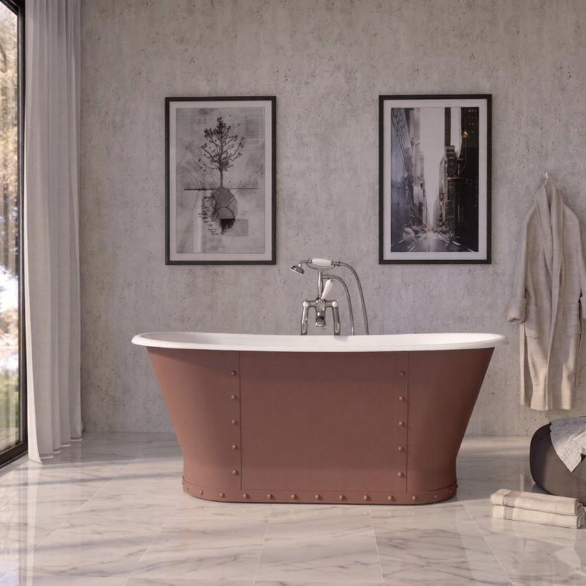 Hurlingham Drayton Cast Iron Bath - baths - Ice Cold Spice | Farrow & Ball Downpipe L1700 x W675 x H705