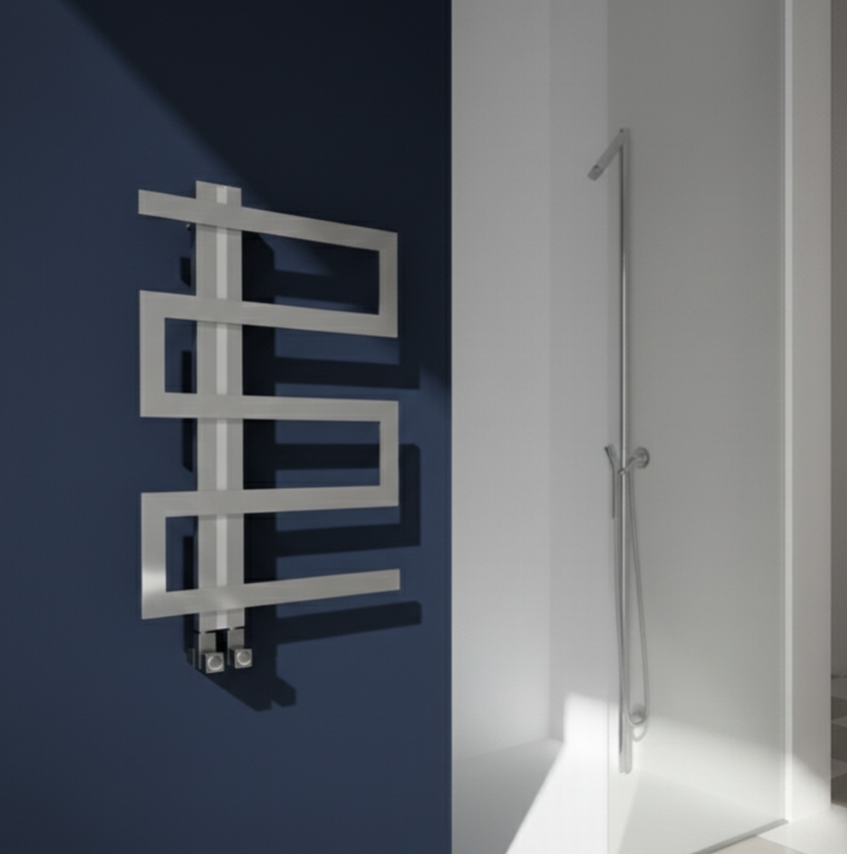 Carisa Ibiza Geometric Stainless Steel Bathroom Radiator | 2 finishes, 3 sizes