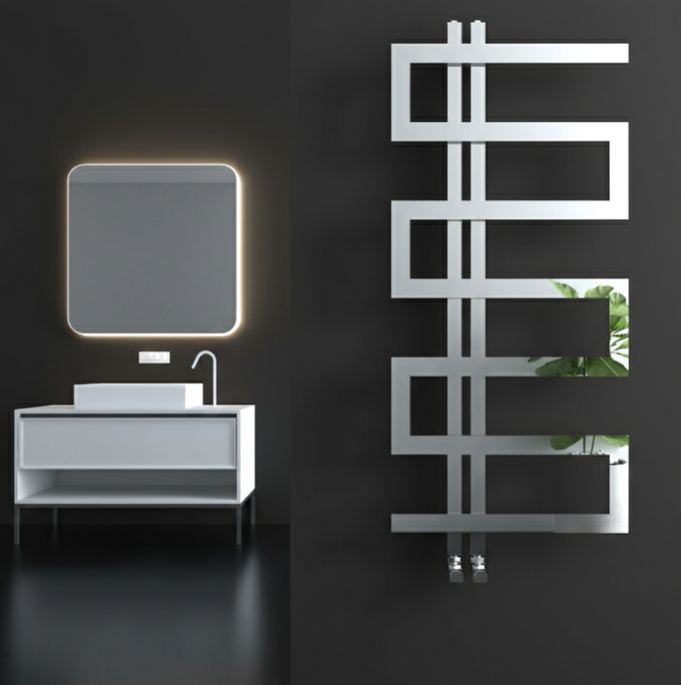 Carisa Ibiza Geometric Stainless Steel Bathroom Radiator | 2 finishes, 3 sizes