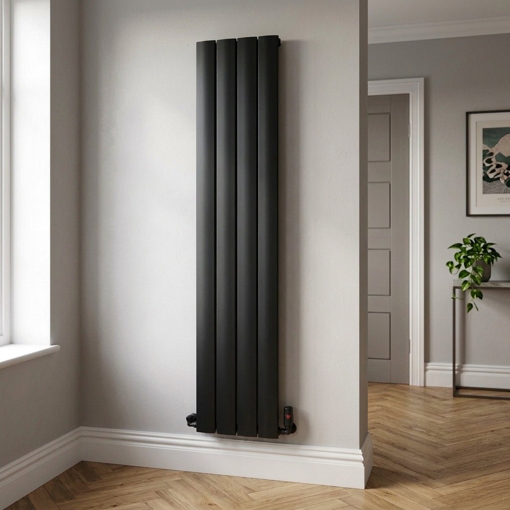 Ice Cold Spice Austin Vertical Aluminium Designer Radiator in Black