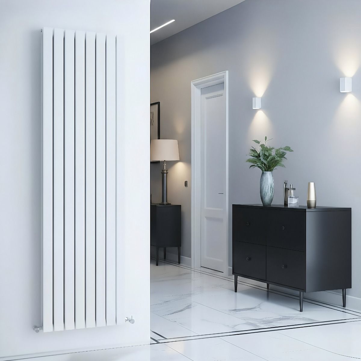 Ice Cold Spice Savannah Vertical Designer Radiator in White