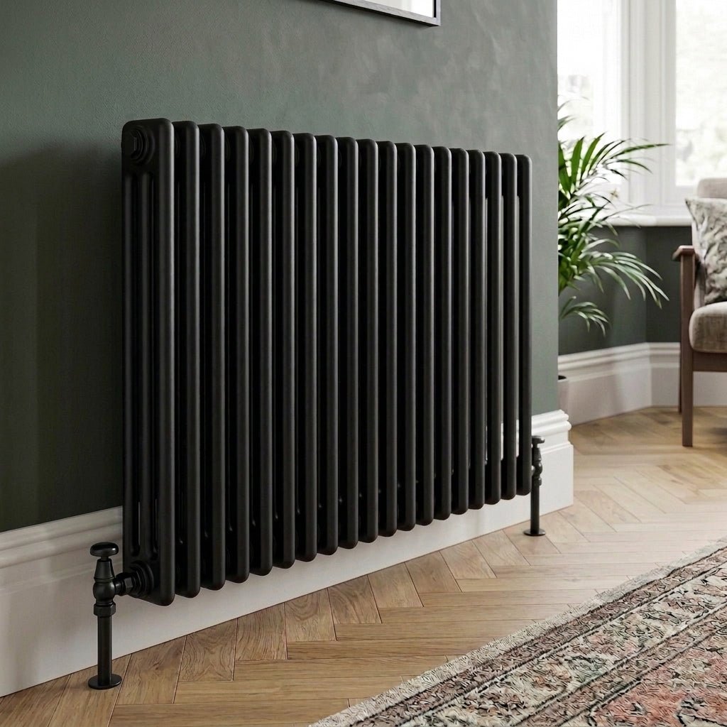 Ice Cold Spice Vermont Horizontal 2 Column Radiator in Black in Black