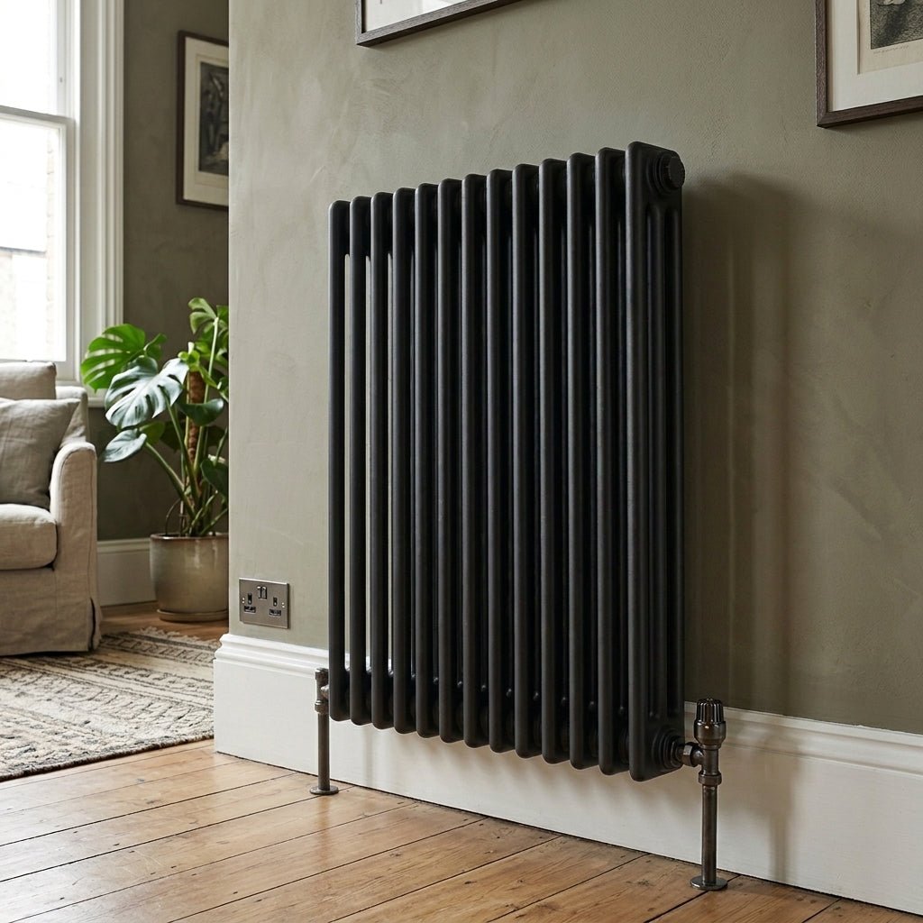 Ice Cold Spice Vermont Horizontal 2 Column Radiator in Black in Black