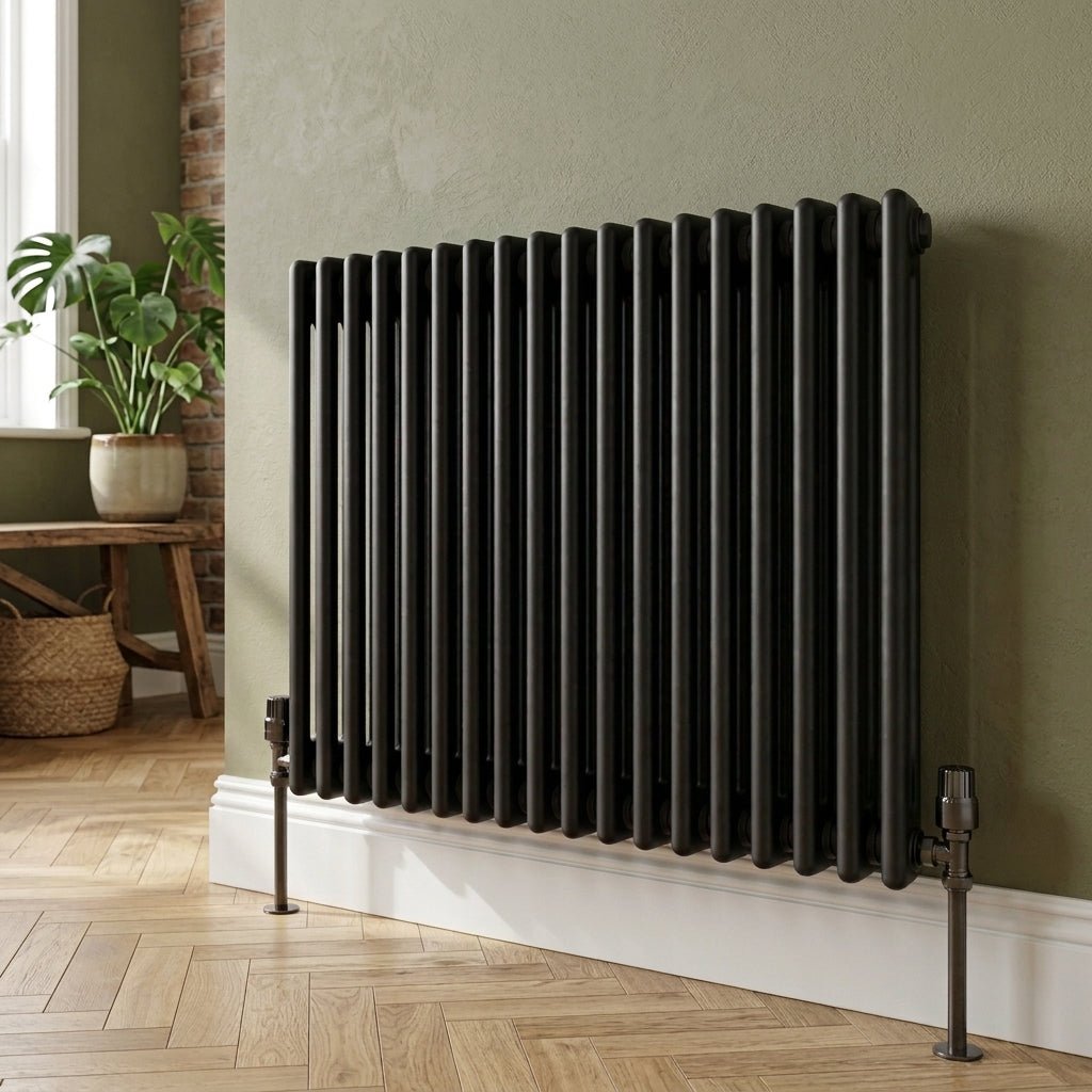 Ice Cold Spice Vermont Horizontal 2 Column Radiator in Black in Black