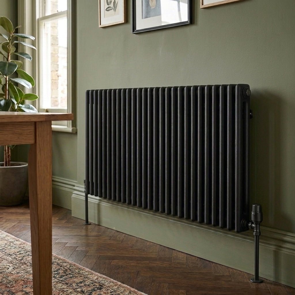 Ice Cold Spice Vermont Horizontal 2 Column Radiator in Black in Black