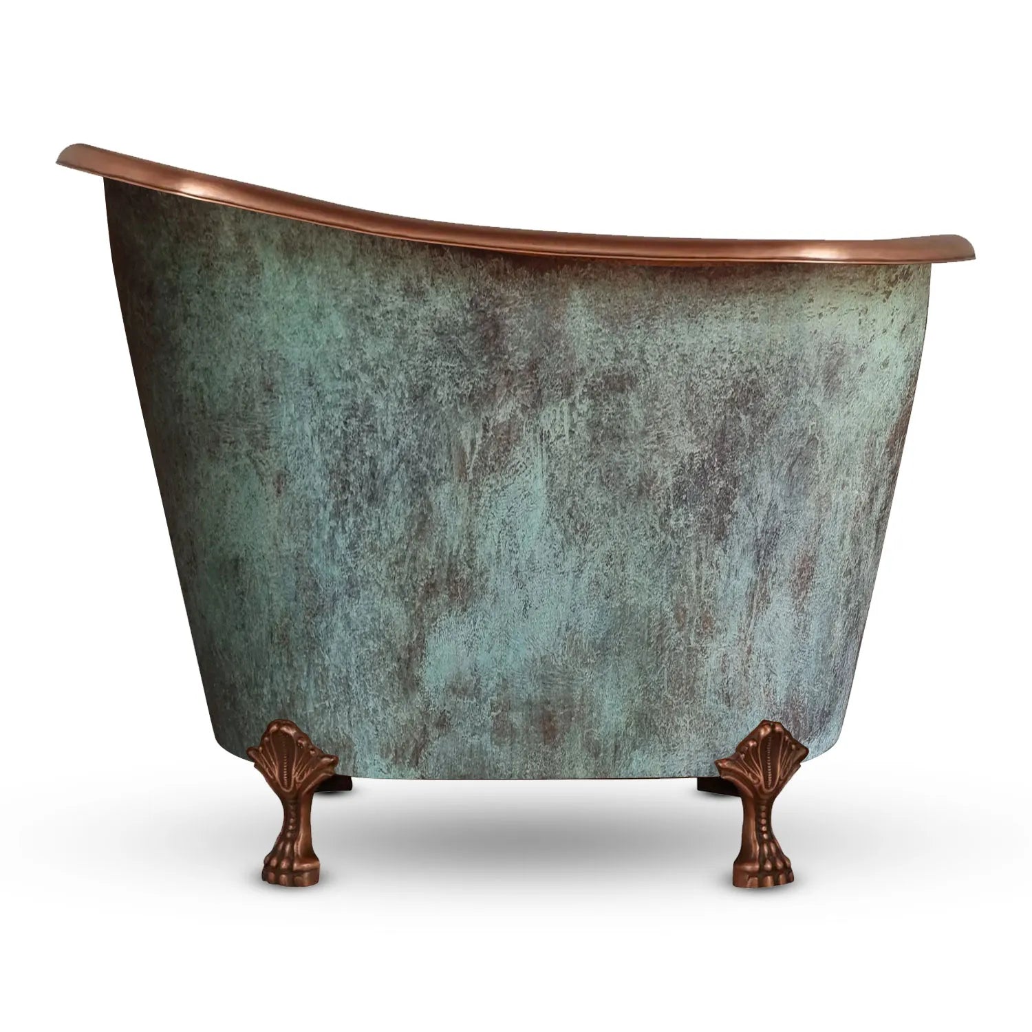 Coppersmith Creations Single-Slipper Turquoise Patina Soaking Tub 49-inch