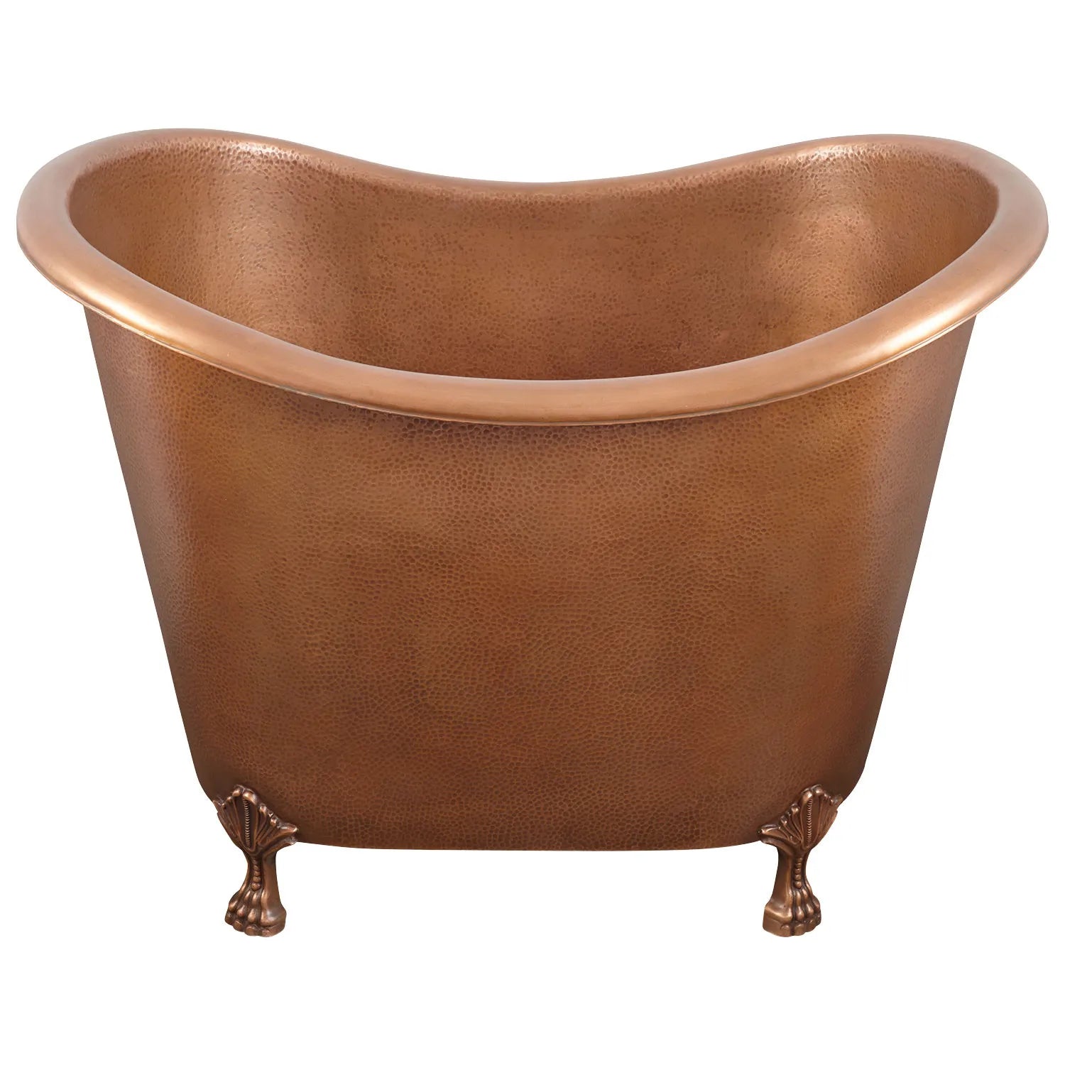 Coppersmith Creations Clawfoot Bathtub Hammered Copper Double-Slipper Soaking Tub 48-inch