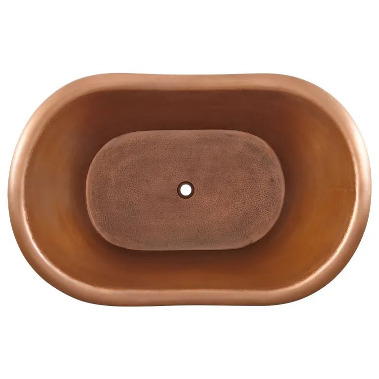 Coppersmith Creations Clawfoot Bathtub Hammered Copper Double - Slipper Soaking Tub 48 - inch - baths - Ice Cold Spice | Copper