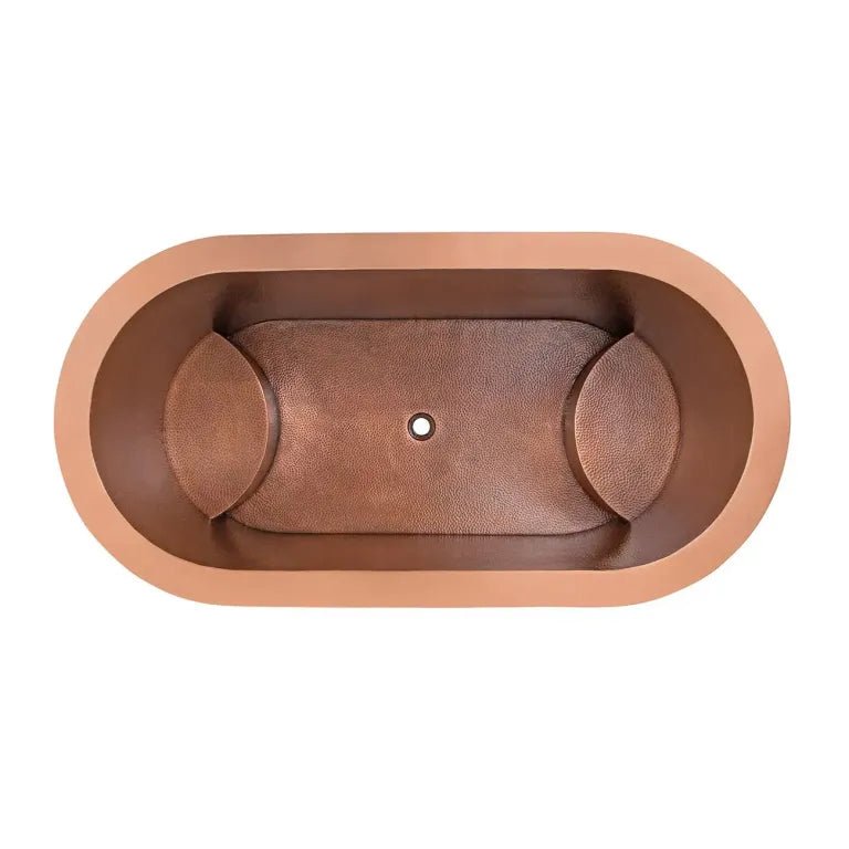 Coppersmith Creations Japanese Soaking Tub Double Wall Hammered Antique Copper Bathtub with Seats - baths - Ice Cold Spice | Copper