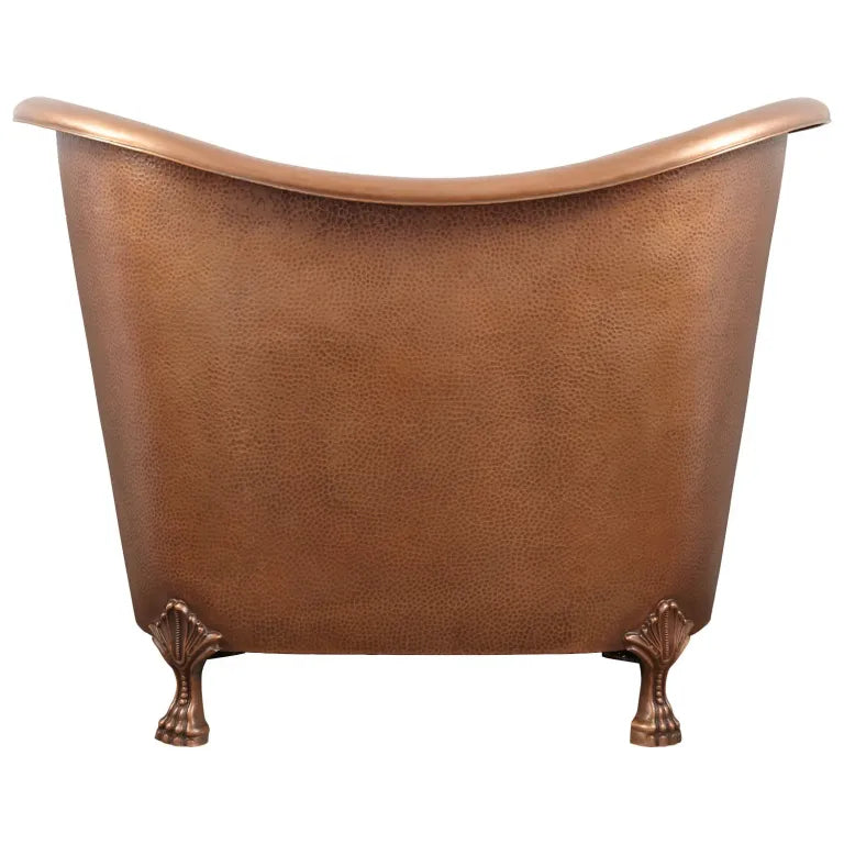 Coppersmith Creations Clawfoot Bathtub Hammered Copper Double-Slipper Soaking Tub 48-inch