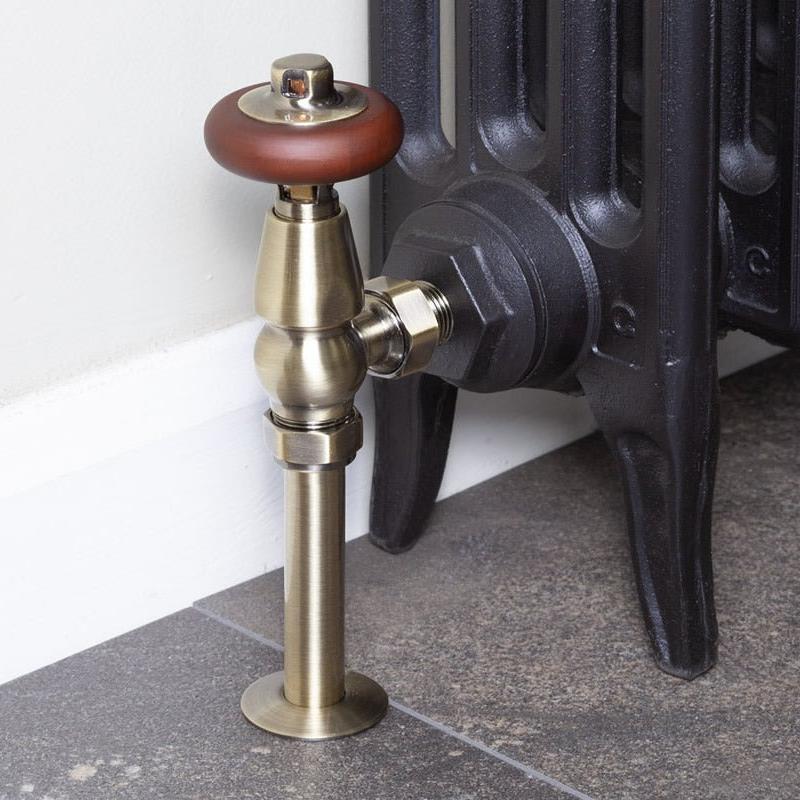 Carron Kingsgrove 15mm Inlet Thermostatic Radiator Valve - valves - Ice Cold Spice | Lacquered Antique Brass 15mm