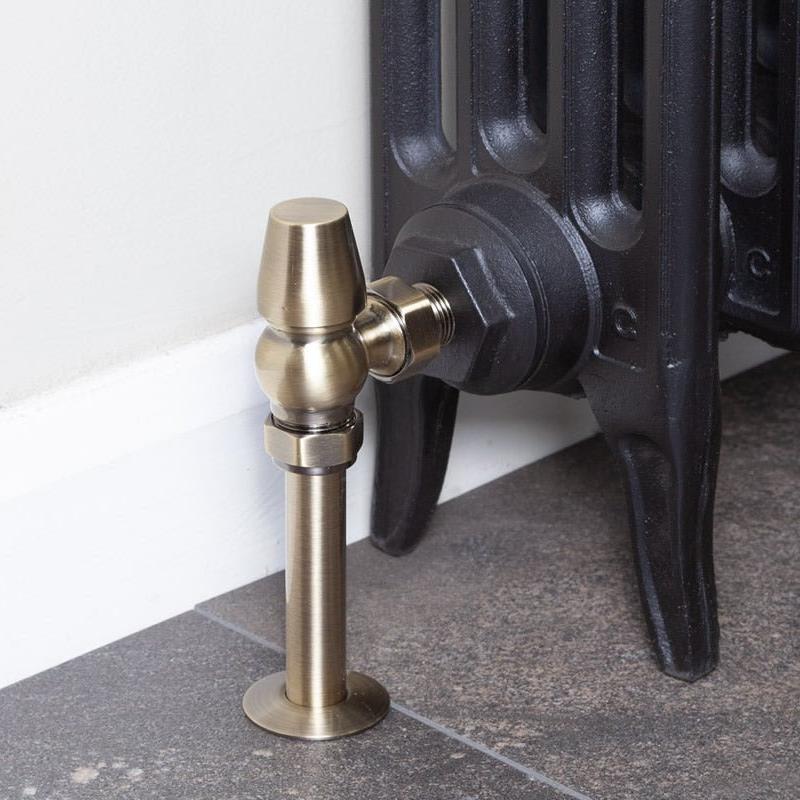 Carron Kingsgrove 15mm Inlet Thermostatic Radiator Valve - valves - Ice Cold Spice | Lacquered Antique Brass 15mm
