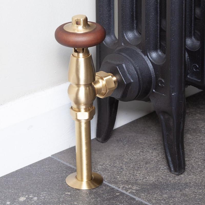 Carron Kingsgrove 15mm Inlet Thermostatic Radiator Valve - valves - Ice Cold Spice | Lacquered Brushed Brass 15mm