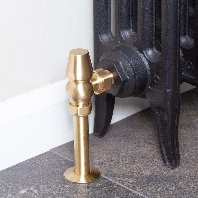 Carron Kingsgrove 15mm Inlet Thermostatic Radiator Valve - valves - Ice Cold Spice | Lacquered Brushed Brass 15mm