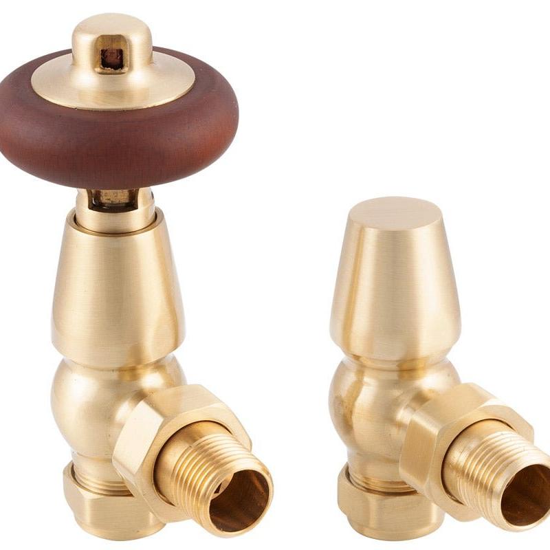 Carron Kingsgrove 15mm Inlet Thermostatic Radiator Valve - valves - Ice Cold Spice | Lacquered Brushed Brass 15mm