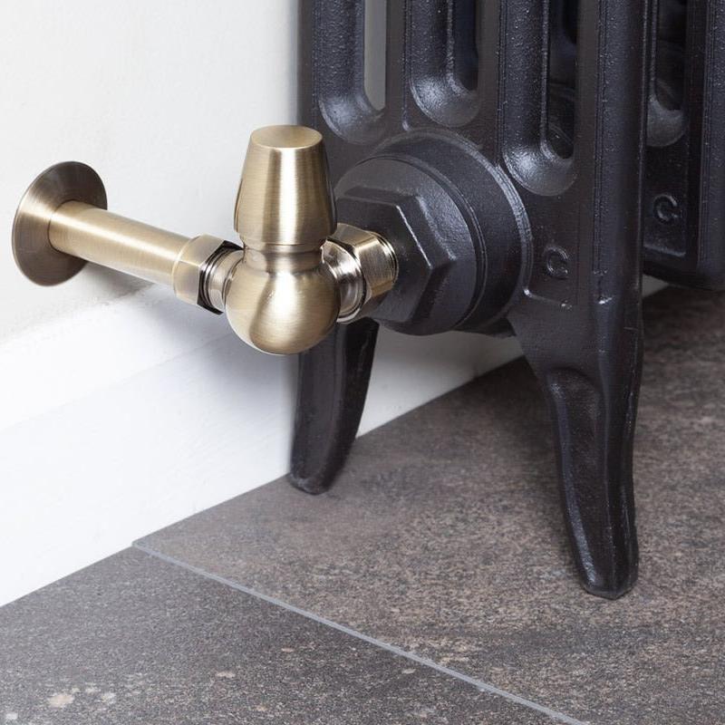 Carron Kingsgrove 15mm Inlet Corner Thermostatic Radiator Valve - valves - Ice Cold Spice | Lacquered Antique Brass 15mm