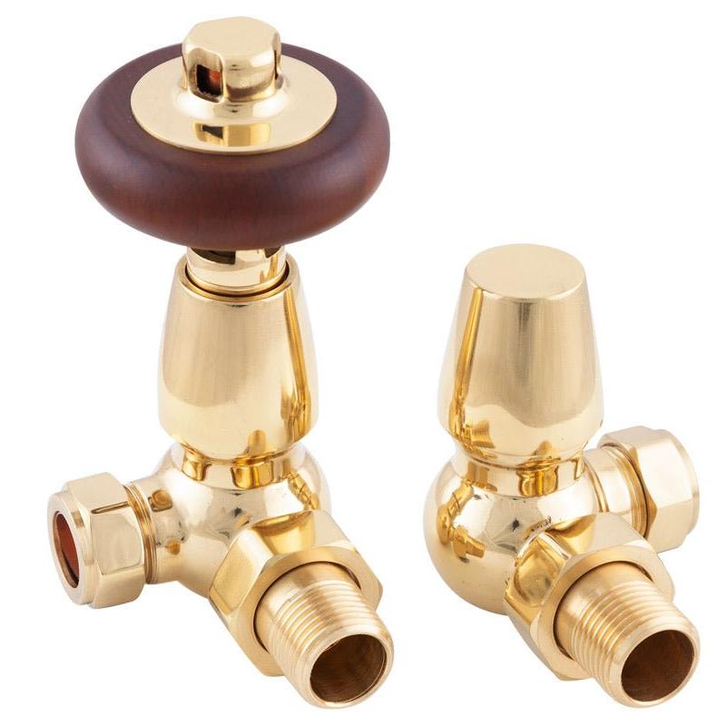 Carron Kingsgrove 15mm Inlet Corner Thermostatic Radiator Valve - valves - Ice Cold Spice | Lacquered Brass 15mm