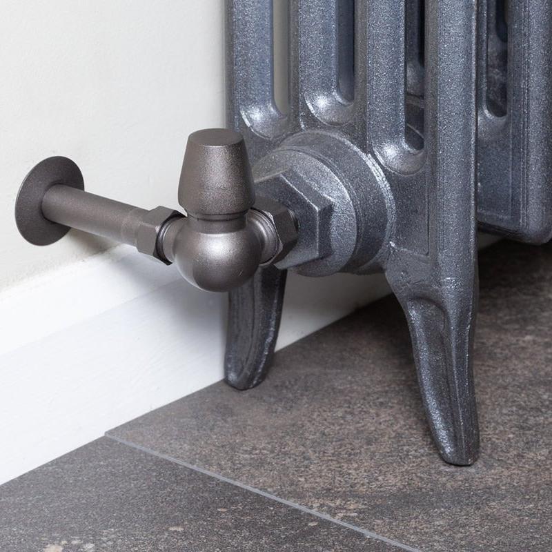 Carron Kingsgrove 15mm Inlet Corner Thermostatic Radiator Valve - valves - Ice Cold Spice | Pewter 15mm