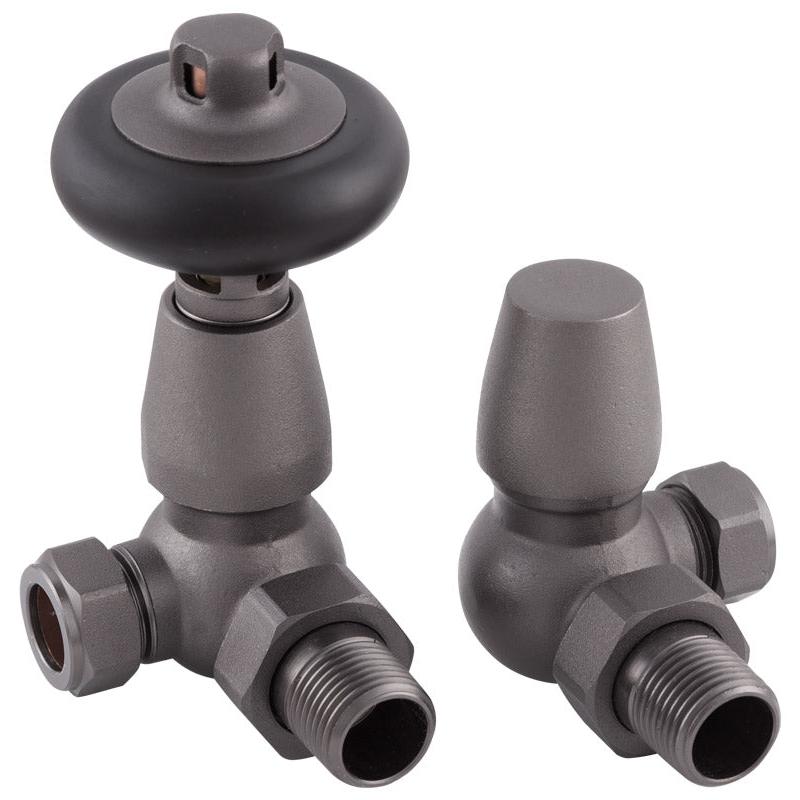 Carron Kingsgrove 15mm Inlet Corner Thermostatic Radiator Valve - valves - Ice Cold Spice | Pewter 15mm