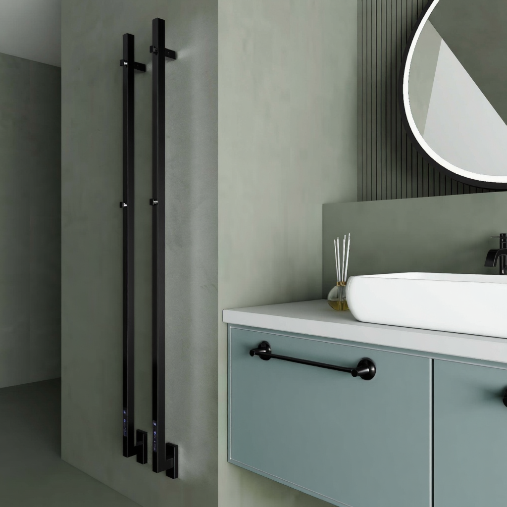 Carisa Maxim Dry Electric Vertical Heated Steel Towel Rail | 3 colours, 1 size