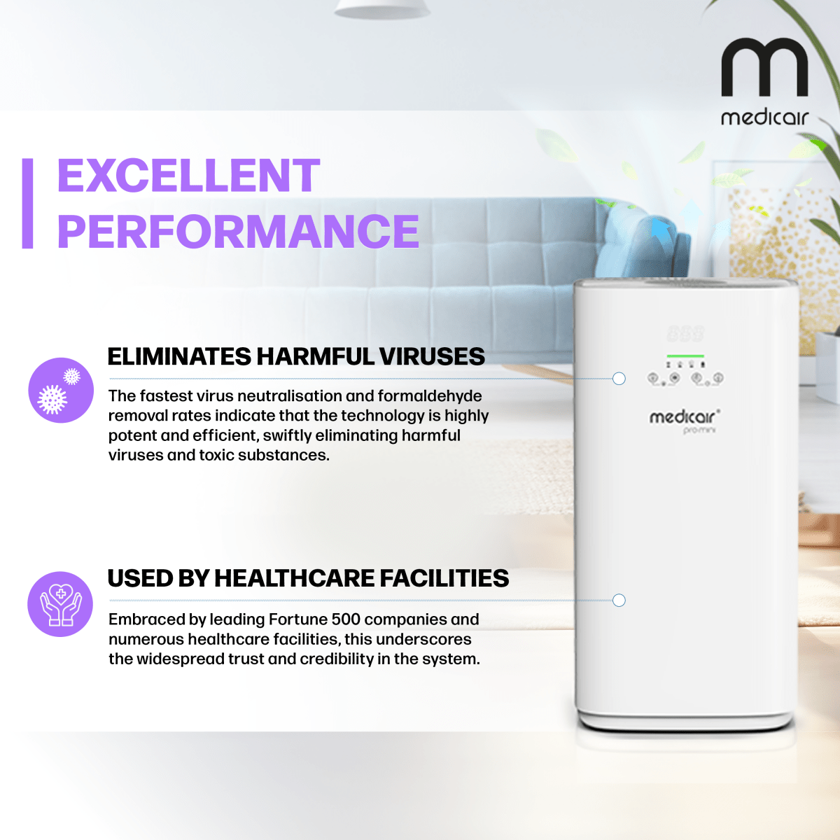MedicAir Pro Mini Air Purifier in White