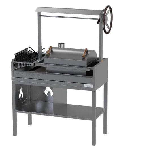 Metartal Asador Nino Stainless Steel Stand on Castors with Log Storage Area in Chrome