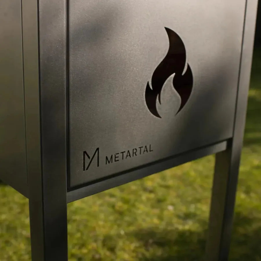 Metartal Asador Nino Stainless Steel Stand on Castors with Log Storage Area in Chrome