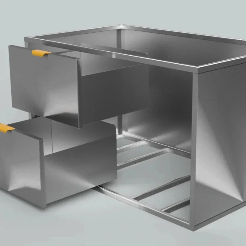 Metartal Asador Nino Stainless Steel Stand with Log and Cooking Plate Storage in Chrome