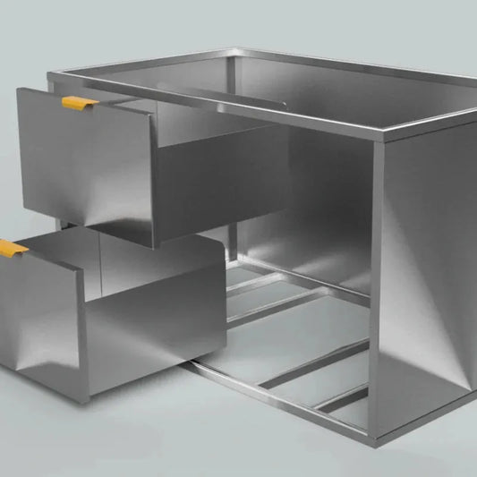Metartal Asador Nino Stainless Steel Stand with Log and Cooking Plate Storage in Chrome